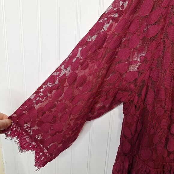 Torrid Women's Lace‎ Dress Size 24 Lined 3/4 Sleeve Wine Valentines Holiday - Picture 11 of 14